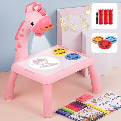 Kid's Projector Drawing Board Table with Projection Function