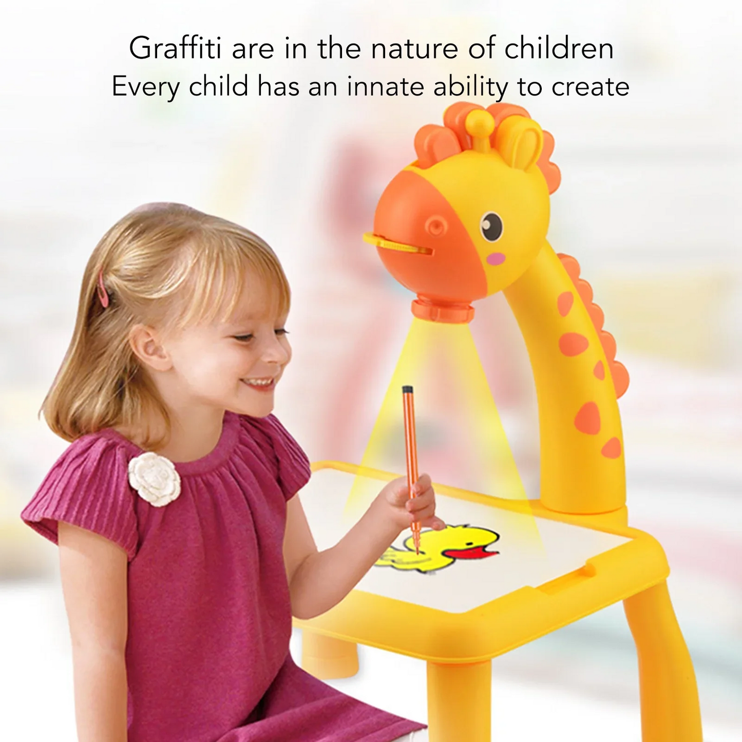 Kid's Projector Drawing Board Table with Projection Function